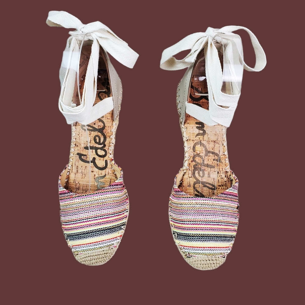 Sam Edelman Patsy Woven Multicolor Ankle Tie Wedg… - image 4